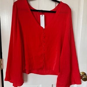 Cupcakes and Cashmere Red Silk Top